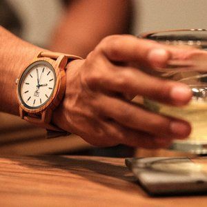 Hand Crafted Kosso Wood Watch | Leather Band